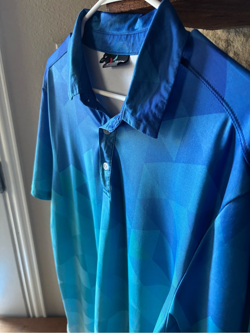 Yatta Golf Geometric Ombré Polo - Blue, Size M